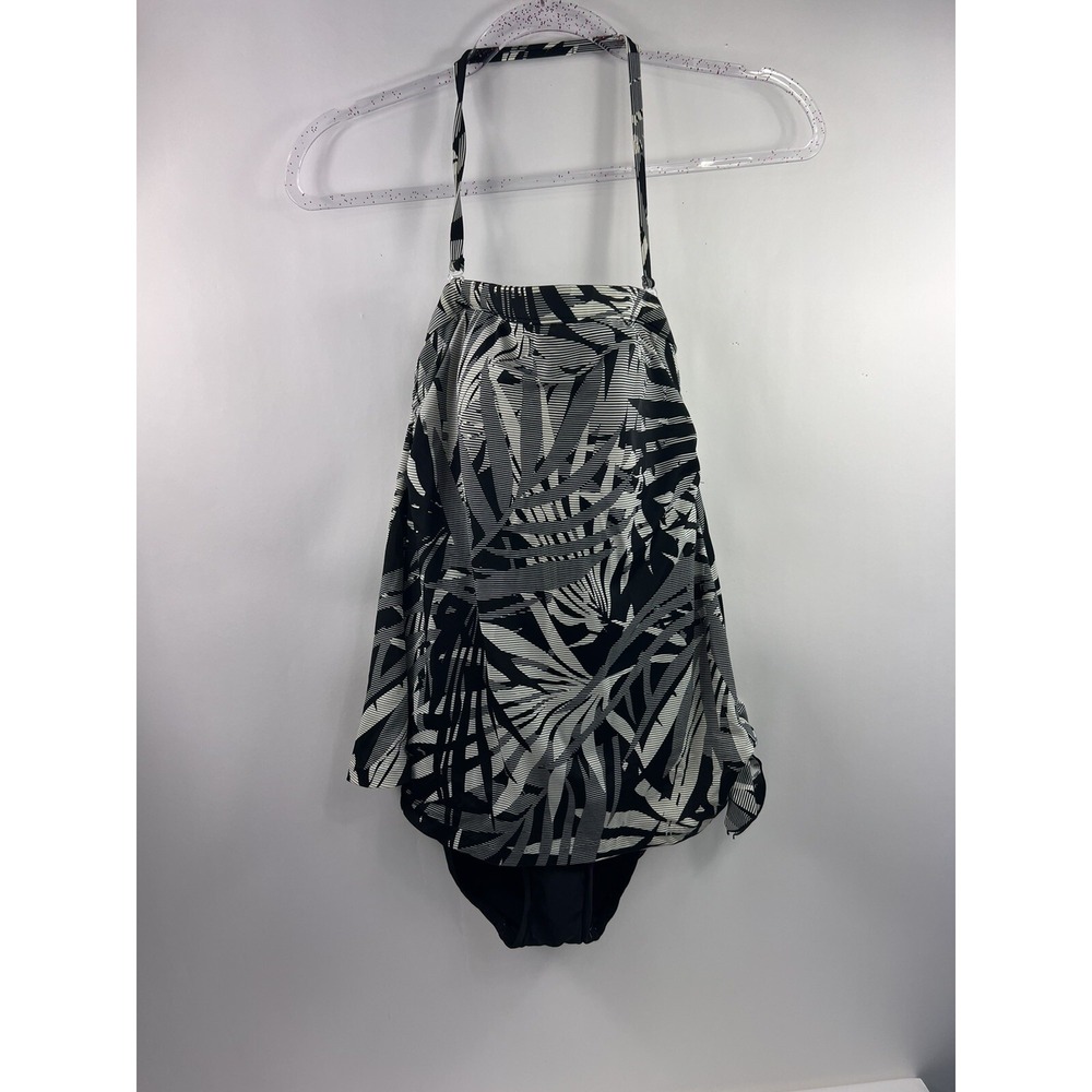 Paradise Bay Black & White‎ Floral Padded One Piece Swim Suit Women's Size 12